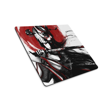 Gaming Mouse Pad Red Black For Gaming Desk Bold Sumi E Brush Stroke Print Esports Gear Anime Inspired