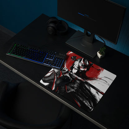 Gaming Mouse Pad Red Black For Gaming Desk Bold Sumi E Brush Stroke Print Esports Gear Anime Inspired