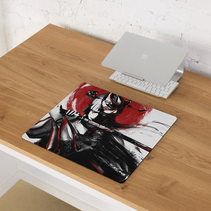 Gaming Mouse Pad Red Black For Gaming Desk Bold Sumi E Brush Stroke Print Esports Gear Anime Inspired