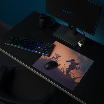 Gamer Mouse Pad Orange Blue Gradient for Gaming Desk Aesthetic Battle Illustration Epic Action Mood Artwork Print