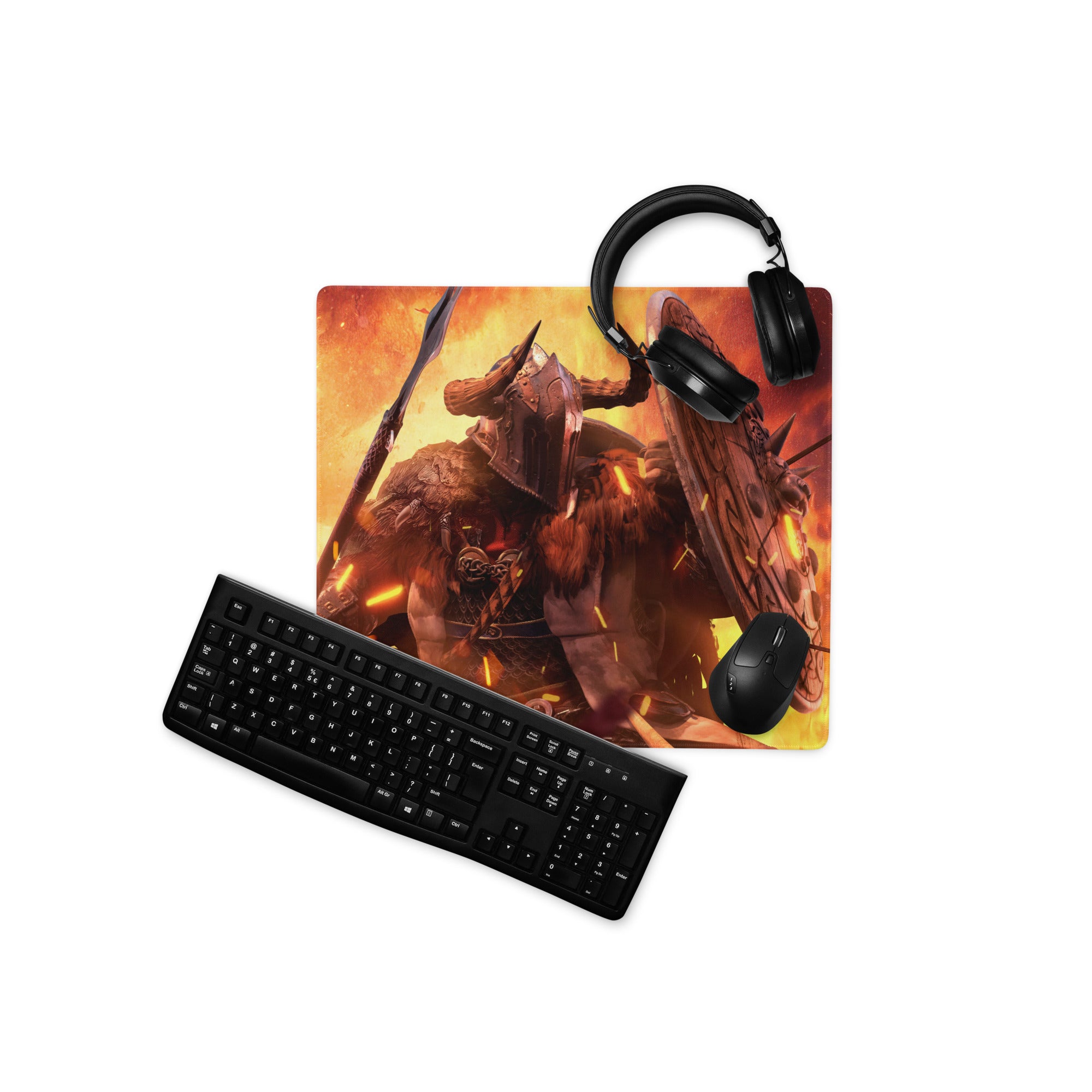 Gaming Mouse Pad Fiery Red And Orange For Gaming Desk Setup Fantasy War Artwork Design