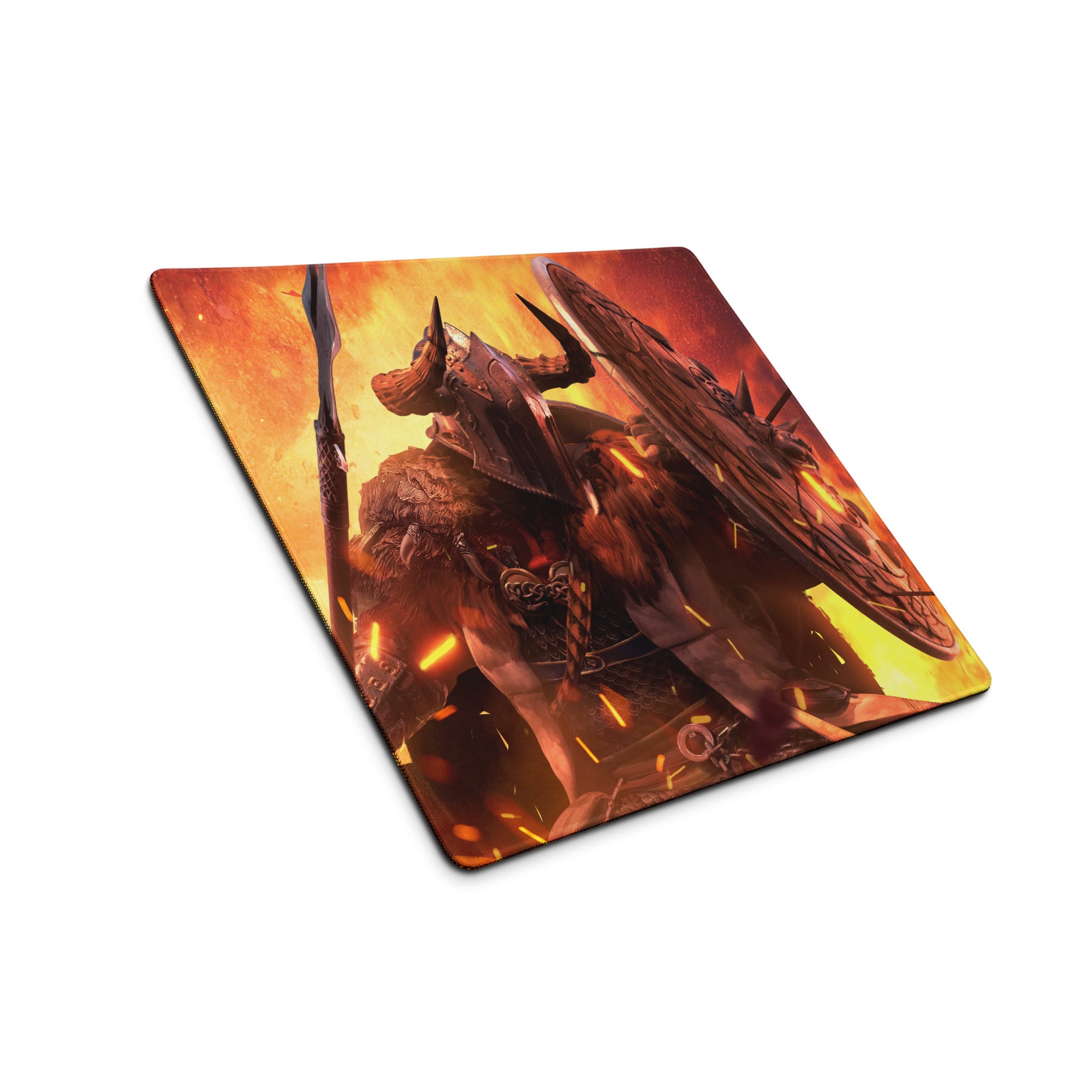 Gaming Mouse Pad Fiery Red And Orange For Gaming Desk Setup Fantasy War Artwork Design