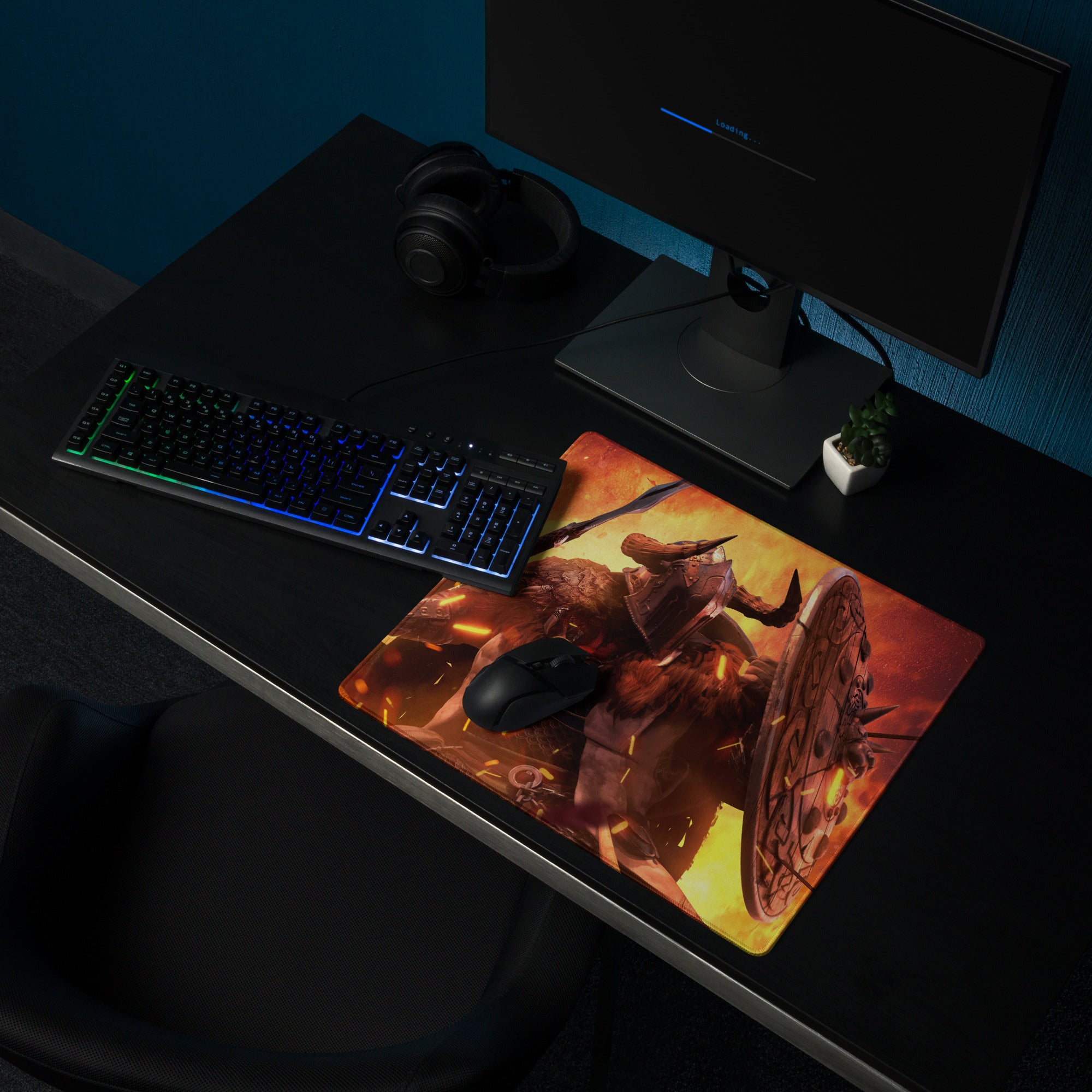 Gaming Mouse Pad Fiery Red And Orange For Gaming Desk Setup Fantasy War Artwork Design