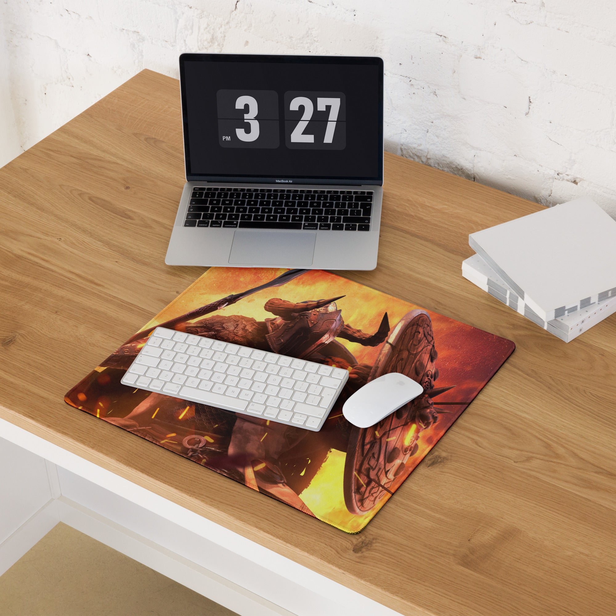 Gaming Mouse Pad Fiery Red And Orange For Gaming Desk Setup Fantasy War Artwork Design