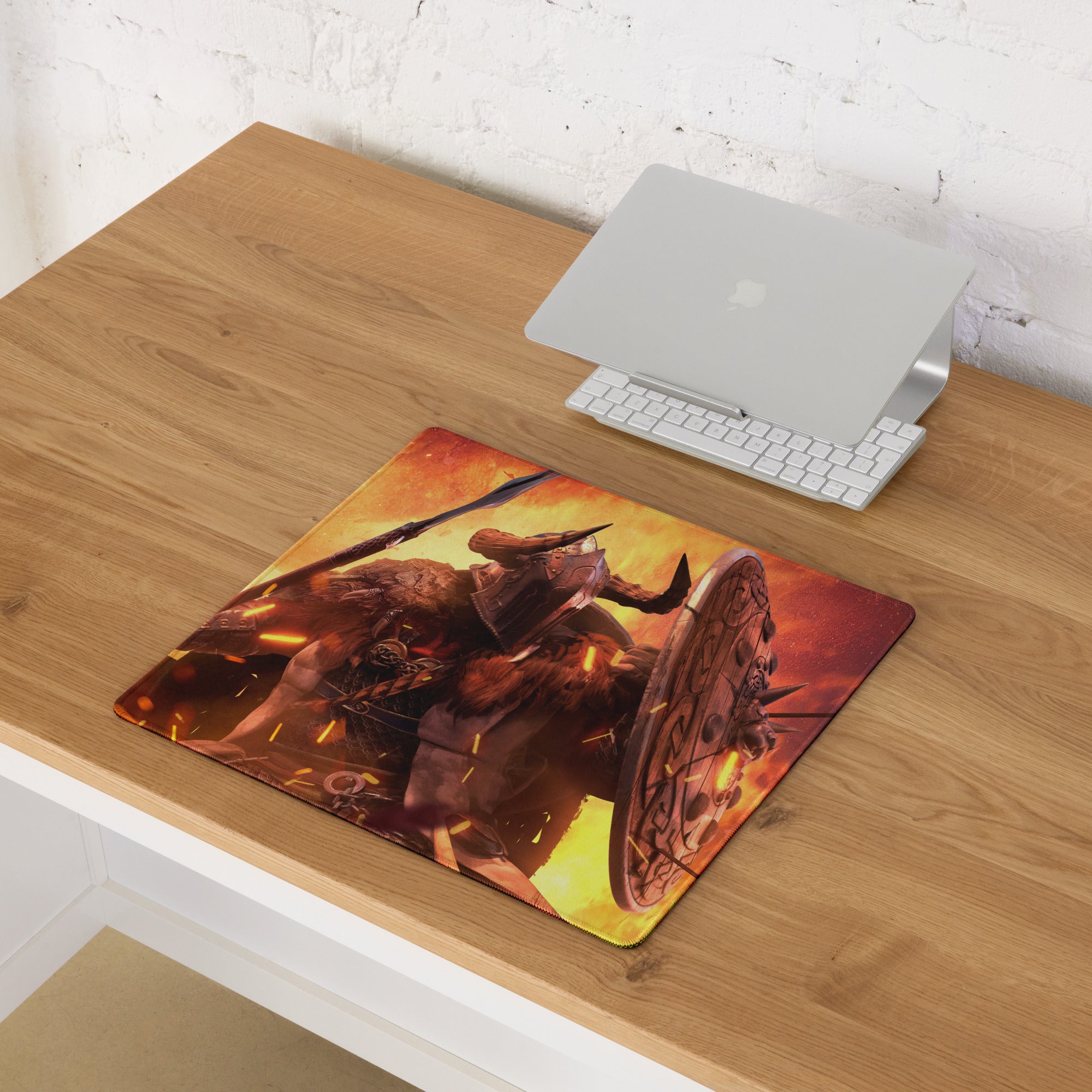 Gaming Mouse Pad Fiery Red And Orange For Gaming Desk Setup Fantasy War Artwork Design