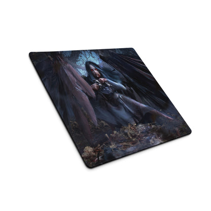 Dark Fantasy Gothic Vampire Girl Mouse Pad Blue Black Red Eyes Large Gaming Desk Mat Digital Art