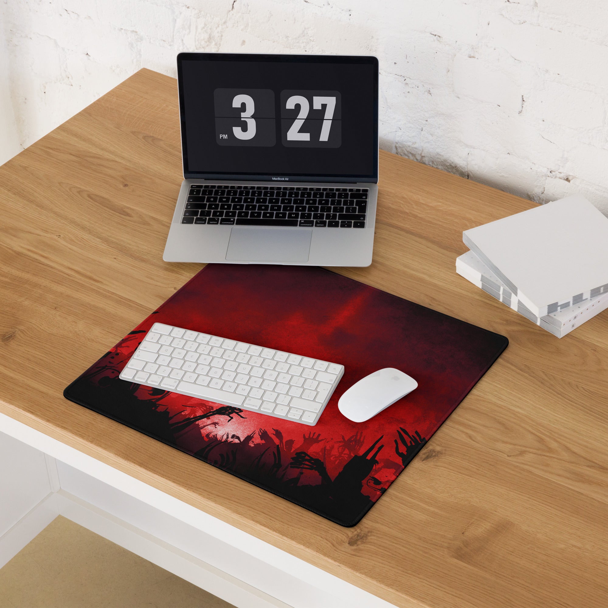 Red and Black Gaming Mouse Pad for Desktop Setup Large Extended Desk Mat With Non Slip Base and Edge Stitching