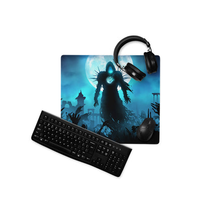Gaming Mouse Pad Blue And Black For Gaming Desk Dark Fantasy Art Style Silhouette Artwork For Gaming Setup