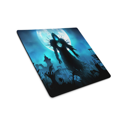 Gaming Mouse Pad Blue And Black For Gaming Desk Dark Fantasy Art Style Silhouette Artwork For Gaming Setup
