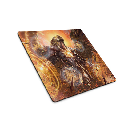 Gaming Mouse Pad Orange Gold Fire Art For Gaming Desk Futuristic Fantasy Style Digital Artwork