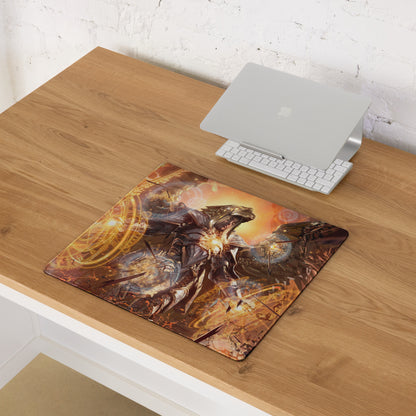 Gaming Mouse Pad Orange Gold Fire Art For Gaming Desk Futuristic Fantasy Style Digital Artwork