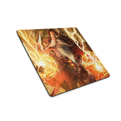 Epic Wizard Fantasy Gaming Mouse Pad Orange Gold Lightning For Gaming Desk Digital Art