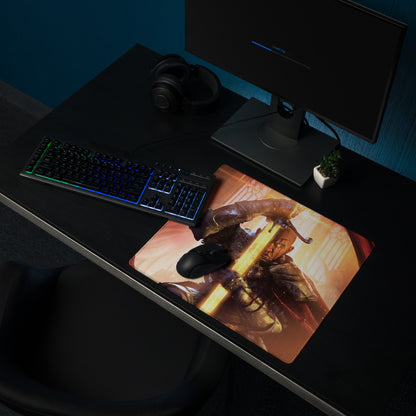 Gaming Mouse Pad Orange Red For Gaming Desk Cinematic Fantasy Warrior Artwork Dynamic Mood Non Slip Mat