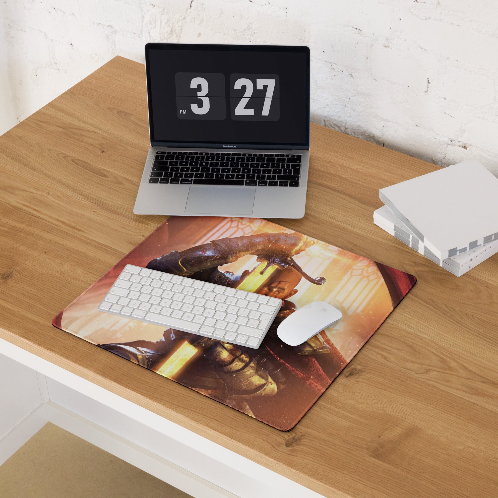 Gaming Mouse Pad Orange Red For Gaming Desk Cinematic Fantasy Warrior Artwork Dynamic Mood Non Slip Mat