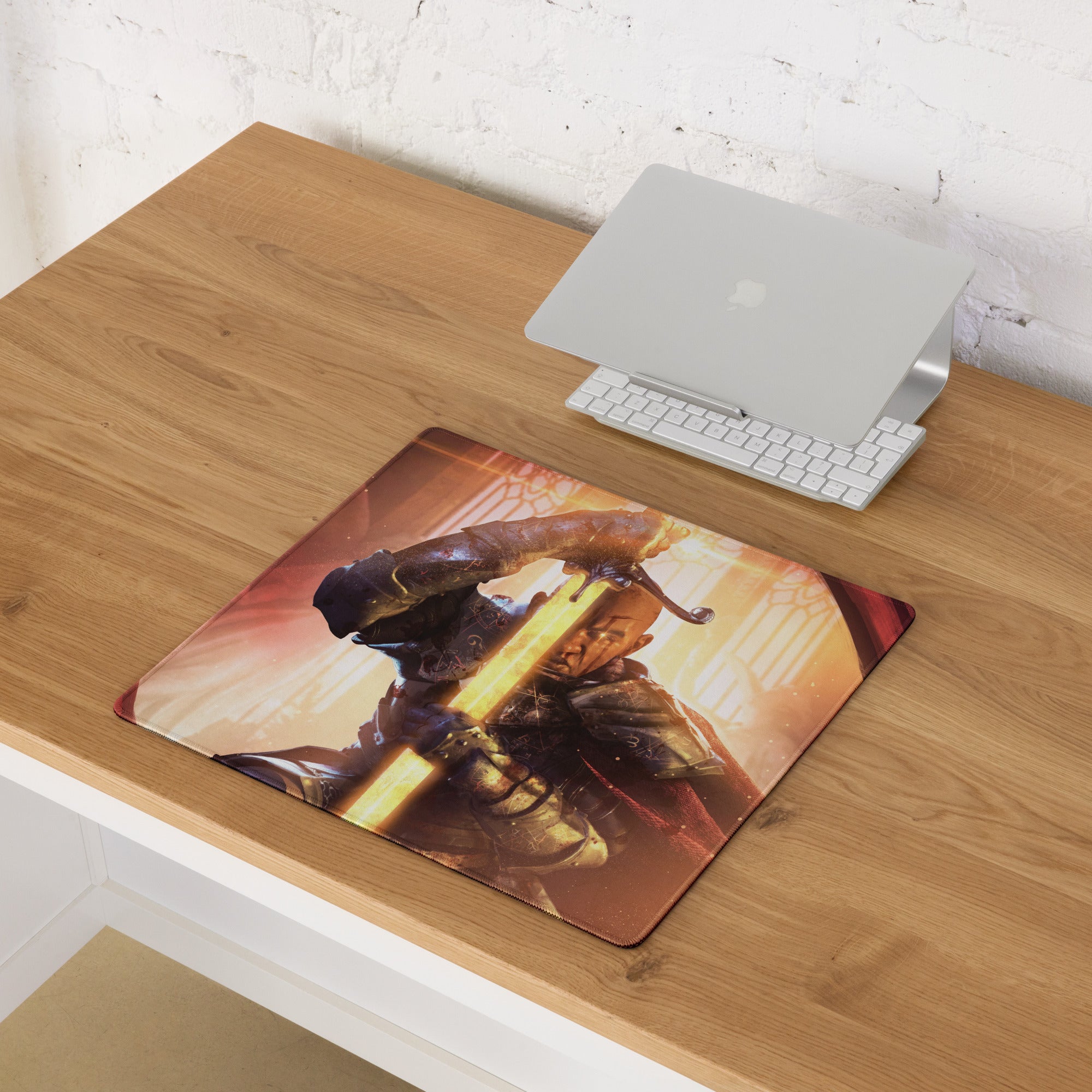 Gaming Mouse Pad Orange Red For Gaming Desk Cinematic Fantasy Warrior Artwork Dynamic Mood Non Slip Mat