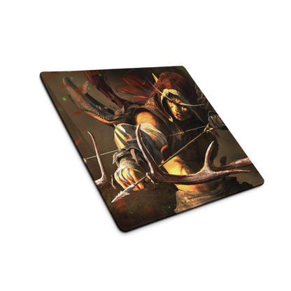 Gaming Mouse Pad For Desk Setup Dark Forest Green And Burnt Orange Epic Fantasy Warrior Digital Art