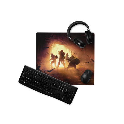 Gaming Mouse Pad Black Orange Battle Scene Large Desk Mat For Gaming Setup Anti Slip Edge Stitch
