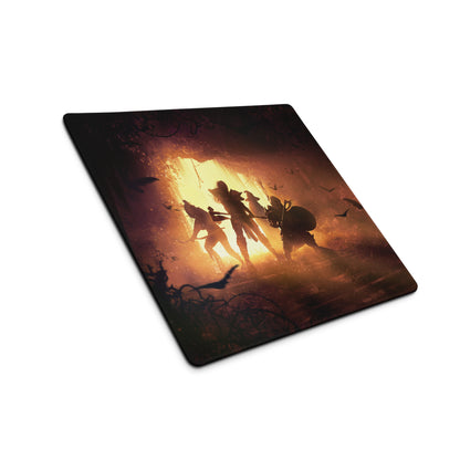 Gaming Mouse Pad Black Orange Battle Scene Large Desk Mat For Gaming Setup Anti Slip Edge Stitch