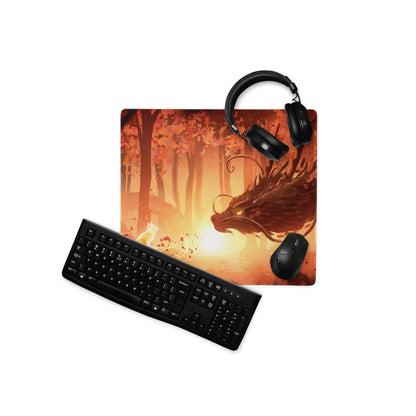 Forest Sunset Gaming Mouse Pad Orange Glow Desk Mat For PC Setup Illustration Fantasy Mood