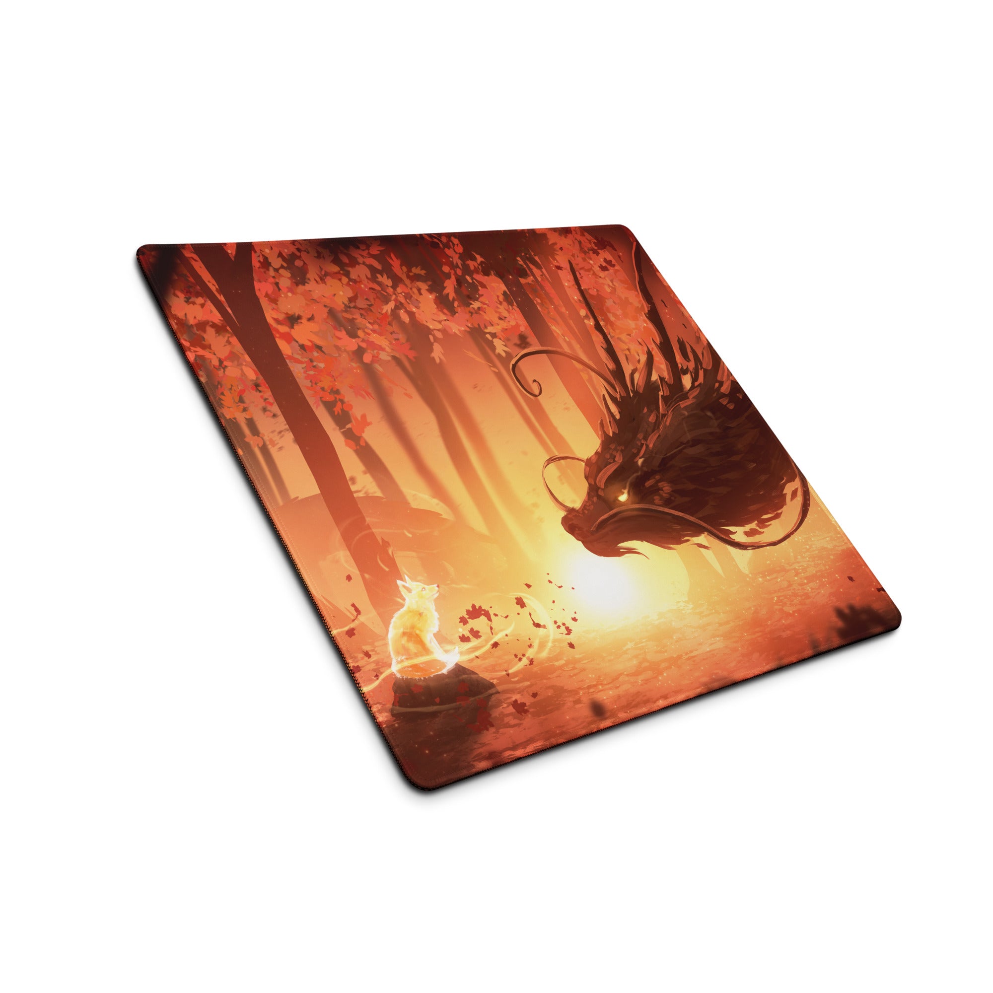 Forest Sunset Gaming Mouse Pad Orange Glow Desk Mat For PC Setup Illustration Fantasy Mood