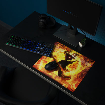 Gaming Mouse Pad Large Fiery Orange Yellow Flames for Gaming Desk Setup Dramatic Fiery Art Style