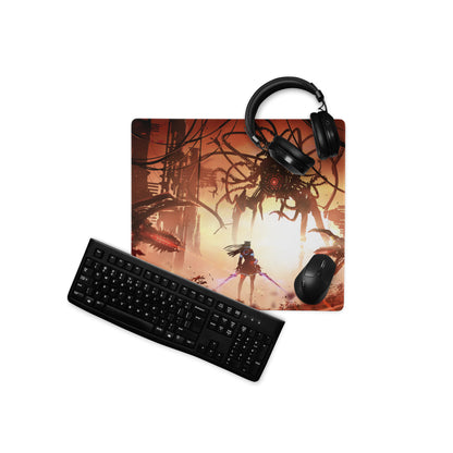 Orange Red Gaming Mouse Pad Large Size For Gaming Setup Cyberpunk Scene Artwork Non Slip