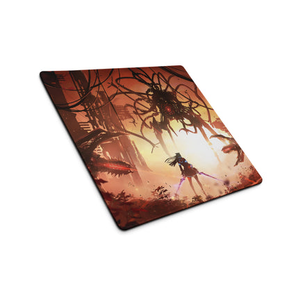 Orange Red Gaming Mouse Pad Large Size For Gaming Setup Cyberpunk Scene Artwork Non Slip