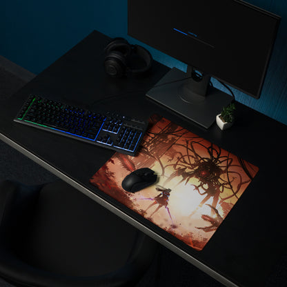 Orange Red Gaming Mouse Pad Large Size For Gaming Setup Cyberpunk Scene Artwork Non Slip