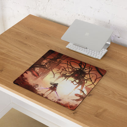 Orange Red Gaming Mouse Pad Large Size For Gaming Setup Cyberpunk Scene Artwork Non Slip