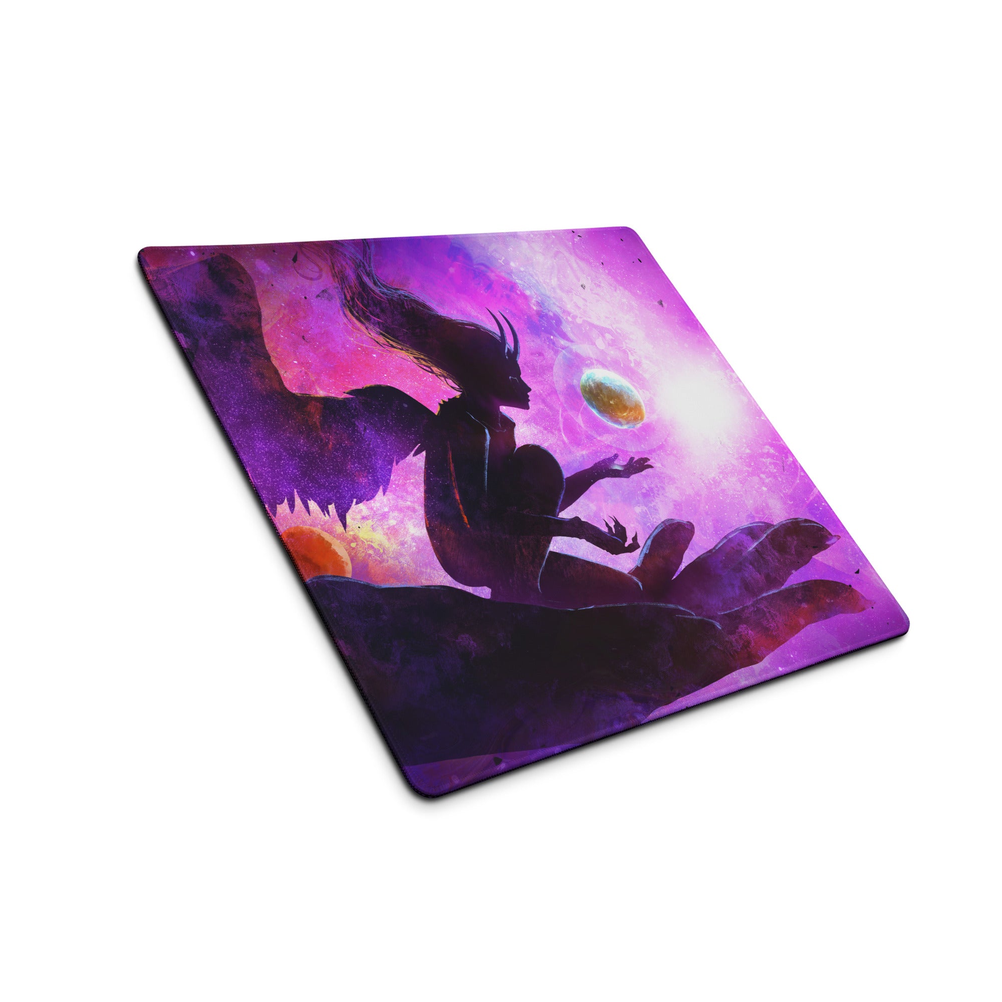 Galaxy Purple Pink Gaming Mouse Pad For Desk Large Non Slip Surface Neon Cosmic Digital Artwork