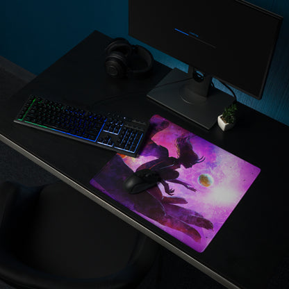 Galaxy Purple Pink Gaming Mouse Pad For Desk Large Non Slip Surface Neon Cosmic Digital Artwork
