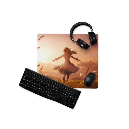 Sunset Orange Gaming Mouse Pad For Desk Setup In Cinematic Fantasy Style Desktop Decor For Gamers