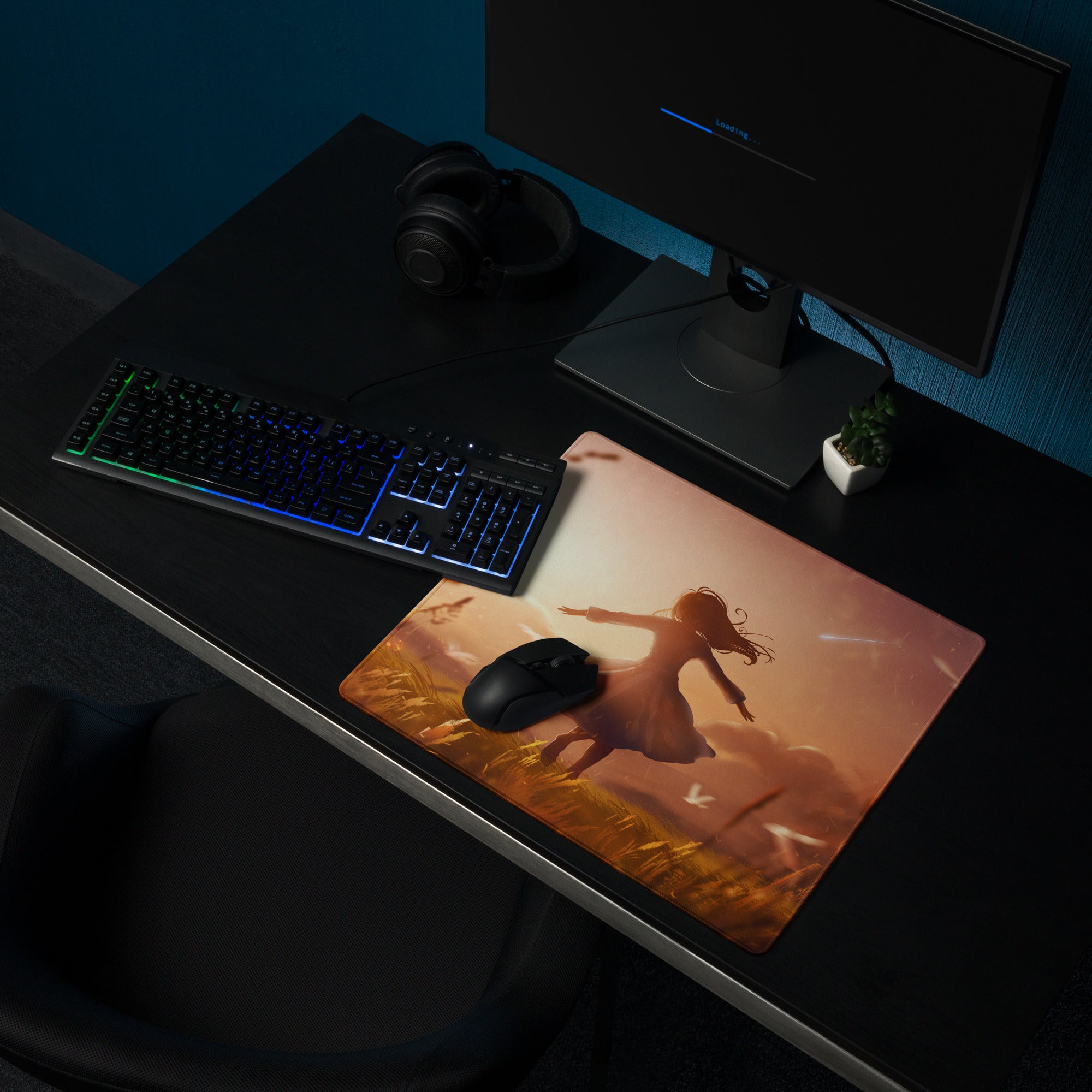 Sunset Orange Gaming Mouse Pad For Desk Setup In Cinematic Fantasy Style Desktop Decor For Gamers