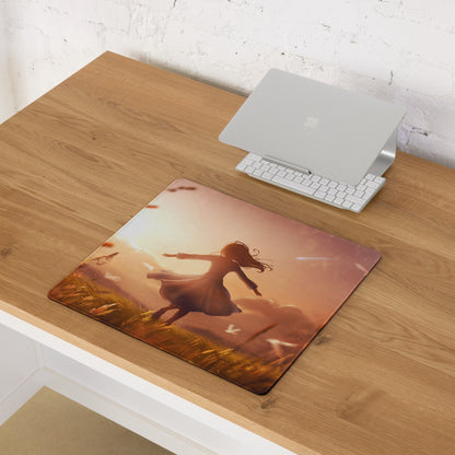 Sunset Orange Gaming Mouse Pad For Desk Setup In Cinematic Fantasy Style Desktop Decor For Gamers