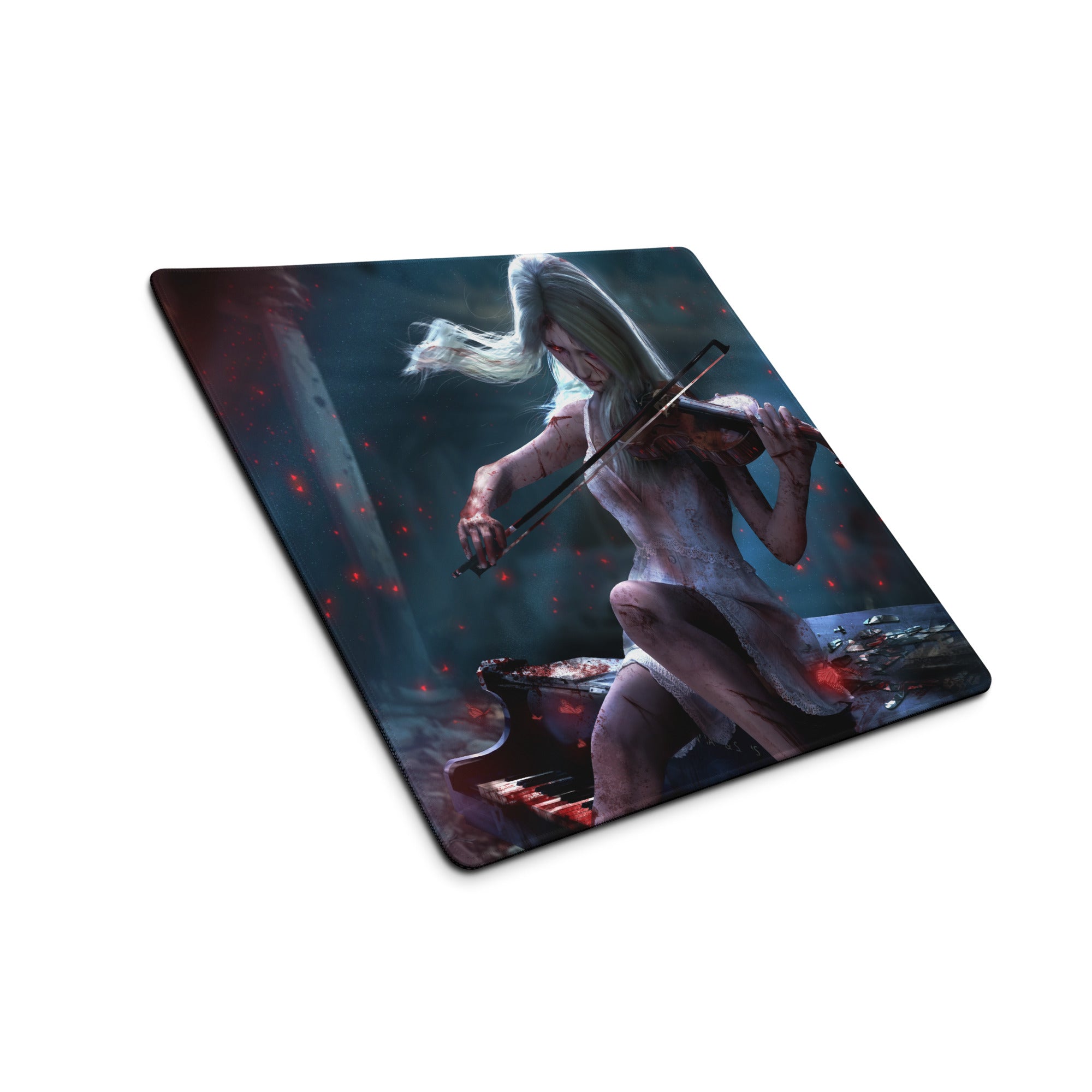 Gaming Mouse Pad Large Non Slip Dark Blue Red For Gaming Desk Setup Fantasy Archer Digital Art