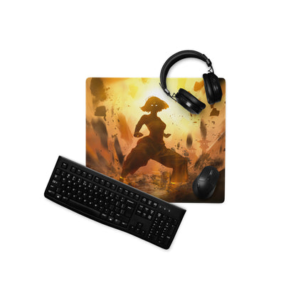 Large Orange Gold Gaming Mouse Pad With Non Slip Base And Edge Stitching For Desktop Setup Fiery Digital Art