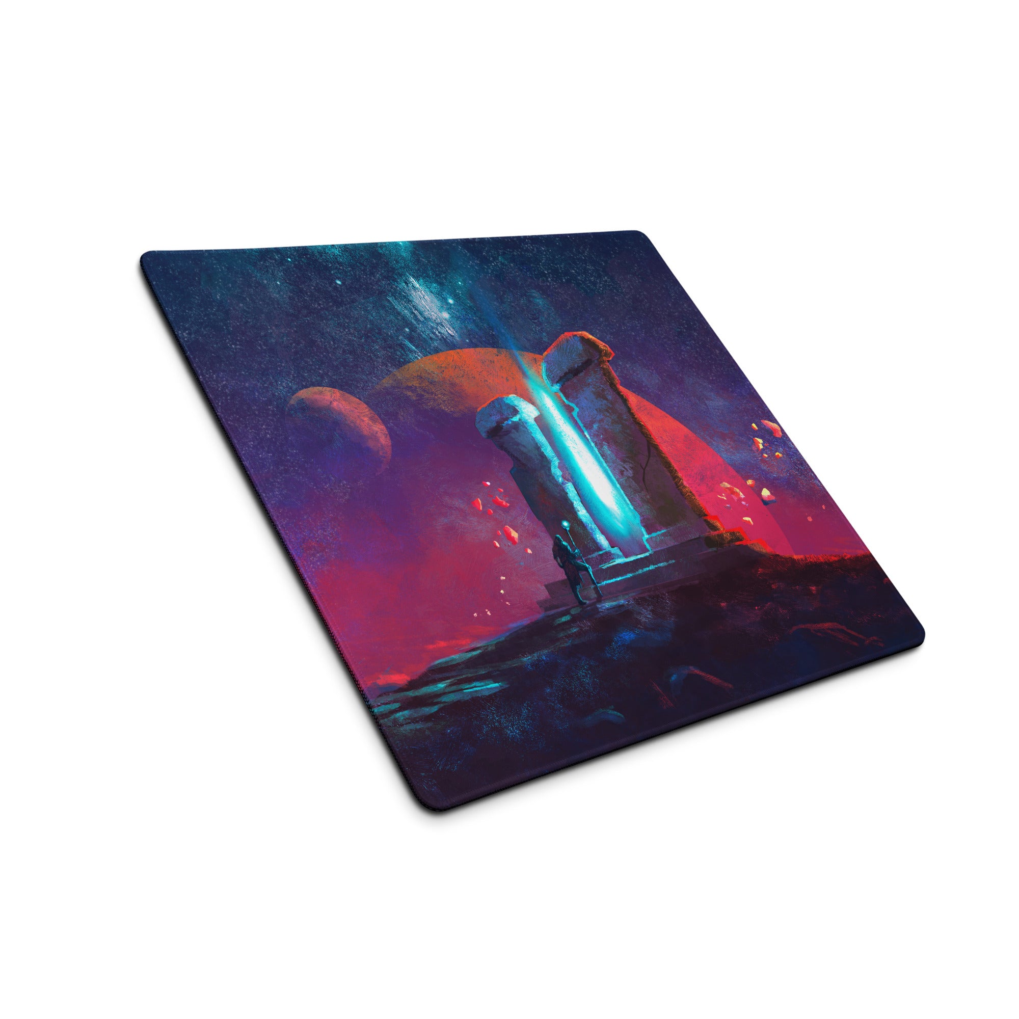 Gaming Mouse Pad Purple Orange Nebula Large for Desk Setup Modern Space Studio Art Vibrant Mood Futuristic Digital Art