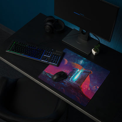 Gaming Mouse Pad Purple Orange Nebula Large for Desk Setup Modern Space Studio Art Vibrant Mood Futuristic Digital Art