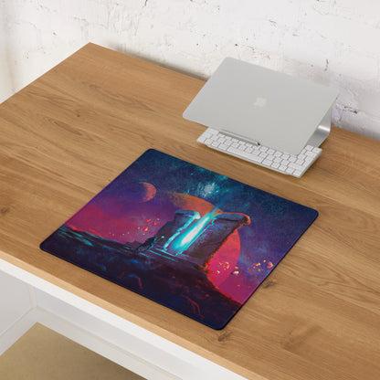 Gaming Mouse Pad Purple Orange Nebula Large for Desk Setup Modern Space Studio Art Vibrant Mood Futuristic Digital Art