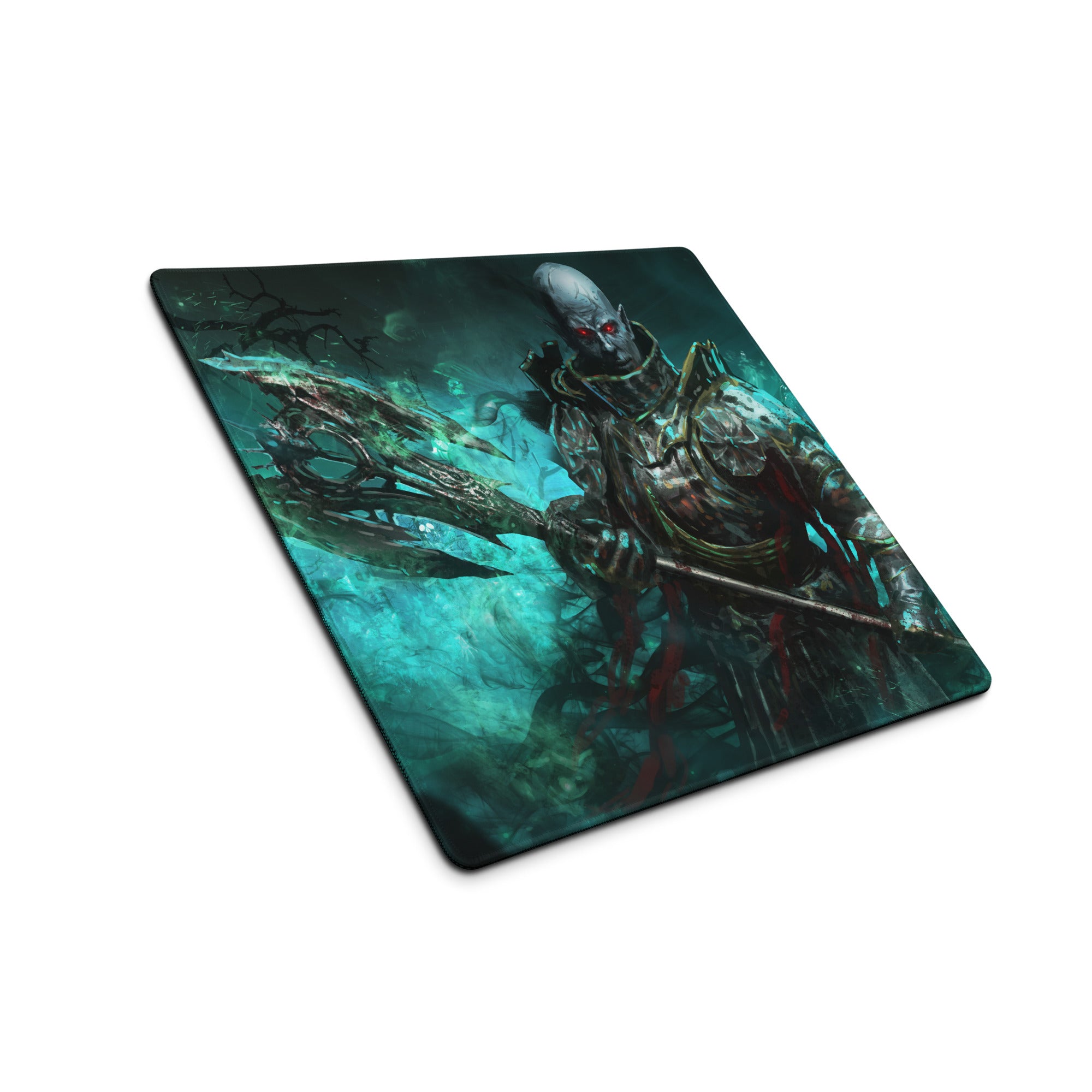 Zombie Warrior Gaming Mouse Pad Teal Blue For Gaming Desk Dark Fantasy Digital Art Intense Mood Gaming Decor Niche Mat