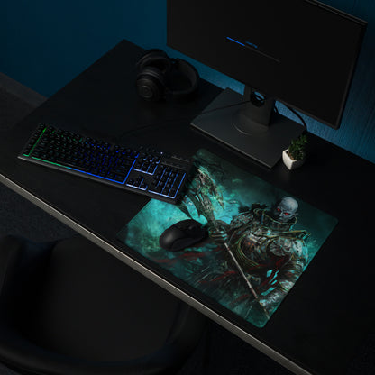 Zombie Warrior Gaming Mouse Pad Teal Blue For Gaming Desk Dark Fantasy Digital Art Intense Mood Gaming Decor Niche Mat