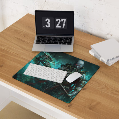 Zombie Warrior Gaming Mouse Pad Teal Blue For Gaming Desk Dark Fantasy Digital Art Intense Mood Gaming Decor Niche Mat