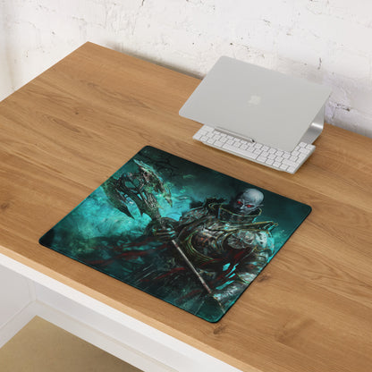 Zombie Warrior Gaming Mouse Pad Teal Blue For Gaming Desk Dark Fantasy Digital Art Intense Mood Gaming Decor Niche Mat
