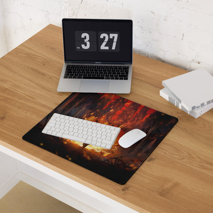 Gaming Mouse Pad Large Black Red Orange Fiery Fantasy Digital Art For Esports Desk Setup Non Slip Edge Stitching