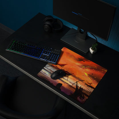 Gaming Mouse Pad Orange Sunset Seascape For Gaming Desk Large Non Slip Cinematic Art Print