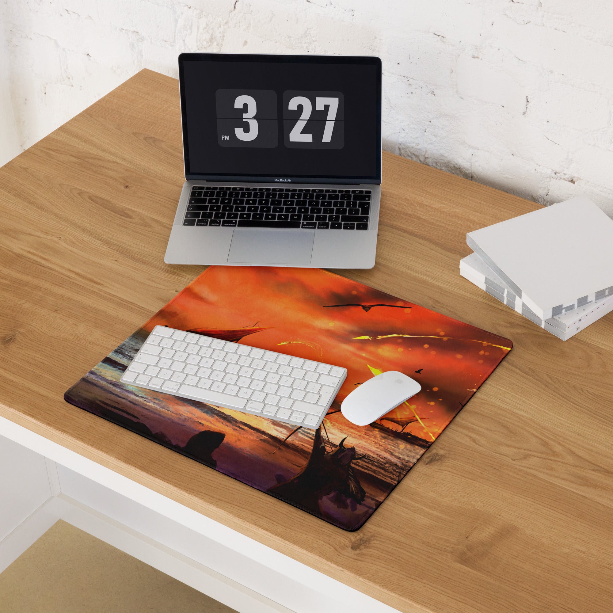 Gaming Mouse Pad Orange Sunset Seascape For Gaming Desk Large Non Slip Cinematic Art Print