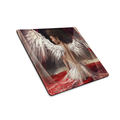 Fantasy Angel Wings Gaming Mouse Pad Red White Black Desk Mat Non Slip Large Edge Stitching