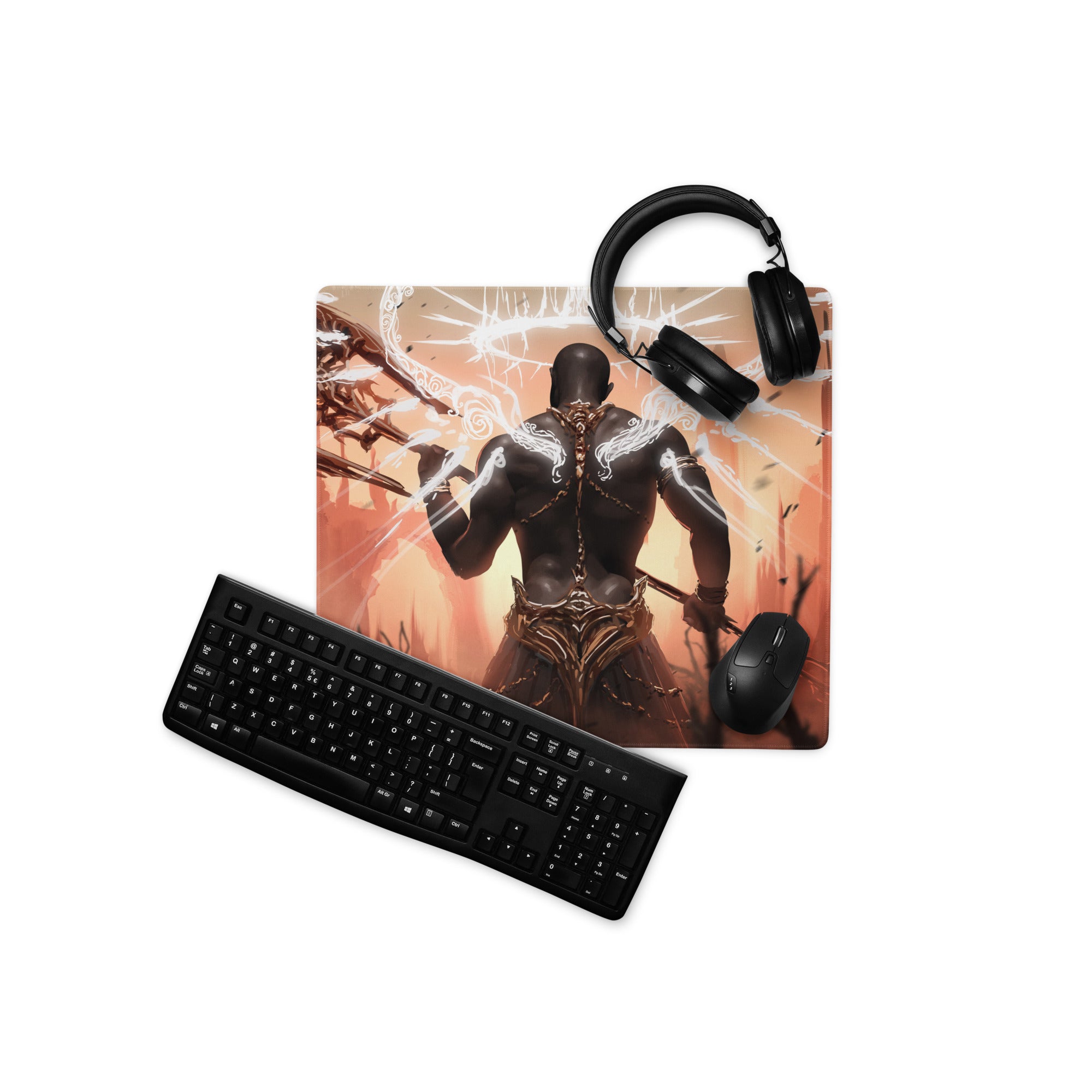 Gaming Mouse Pad Black And Orange For Desktop Setup Fantasy Digital Art Epic Dark Dota CSGO