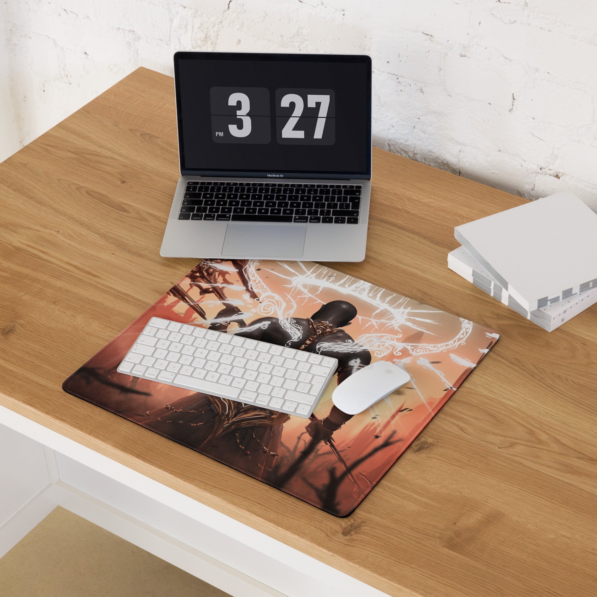 Gaming Mouse Pad Black And Orange For Desktop Setup Fantasy Digital Art Epic Dark Dota CSGO