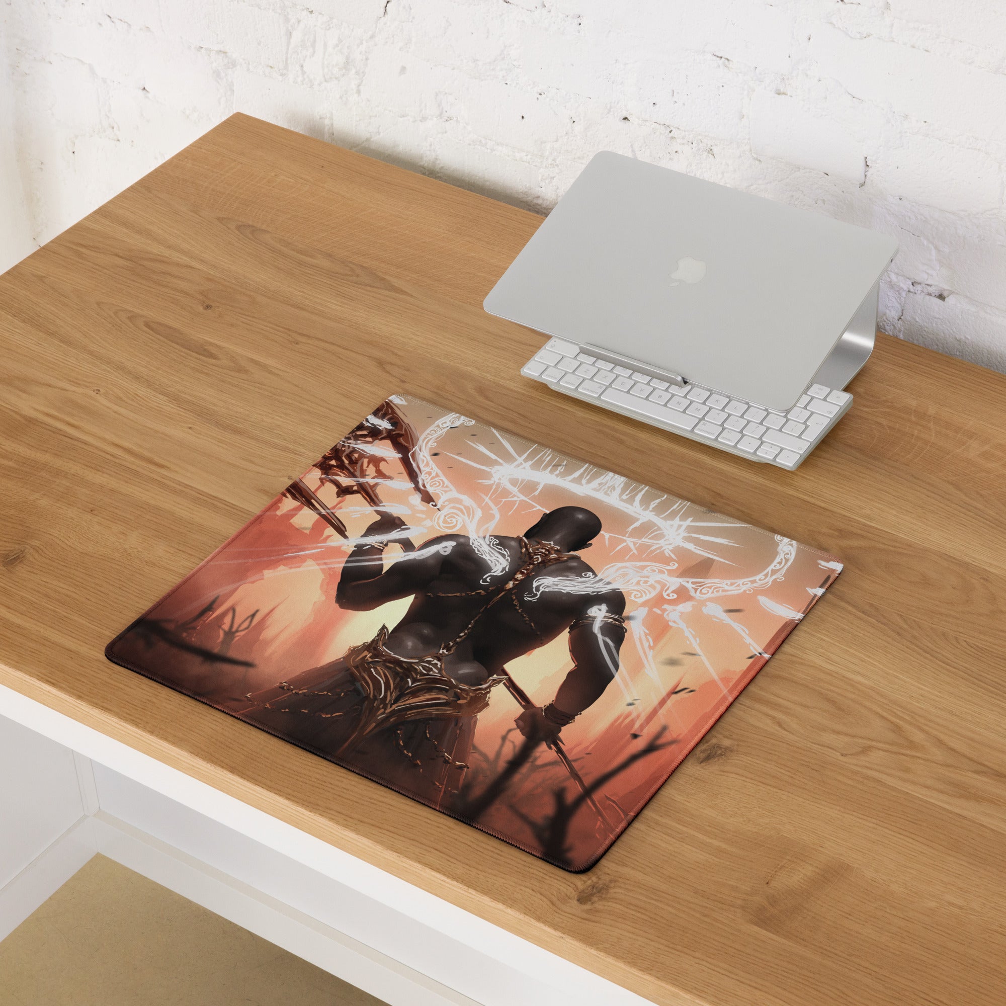 Gaming Mouse Pad Black And Orange For Desktop Setup Fantasy Digital Art Epic Dark Dota CSGO